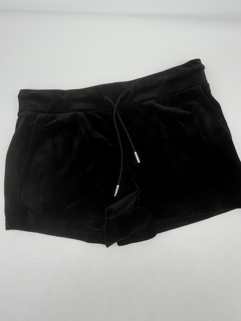 Juicy Couture Y2K Black Velour Rhinestone Logo Shorts M